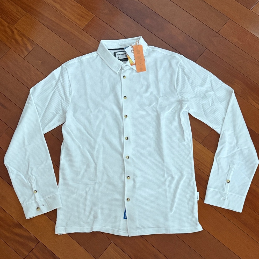Sovereign Code White Casual Button Down Shirt NWT - image 1